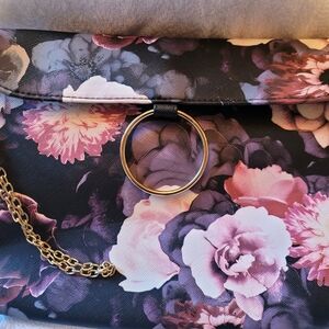 Floral Women's Bag with Gold Chain